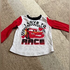 Kids Pixar Long Sleeve 'I Love to Race' Shirt - Red & Gray- 12 months